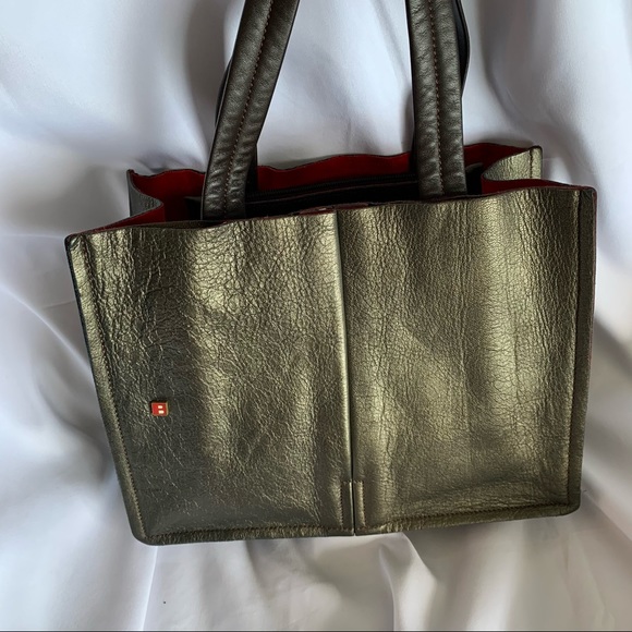BALLY Brown Metallic Medium Leather Tote - Picture 1 of 11